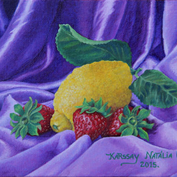 Peinture intitulée "Fruits – citron" par Karssay Natália Constancia, Œuvre d'art originale, Huile