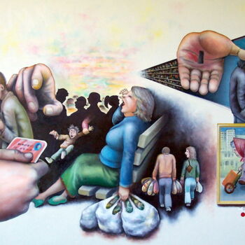 Картина под названием "retail therapy" - Karsten Stier, Подлинное произведение искусства, Масло Установлен на Деревянная рам…