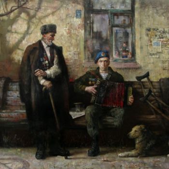 Painting titled "The veterans" by Andrei Kartashov, Original Artwork, Oil