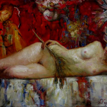 Pintura intitulada "Peackok's dream" por Andrei Kartashov, Obras de arte originais, Óleo