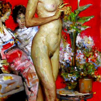 Malerei mit dem Titel "Red demon" von Andrei Kartashov, Original-Kunstwerk, Öl