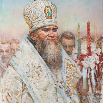 Schilderij getiteld "Priest Feodor" door Andrei Kartashov, Origineel Kunstwerk, Olie