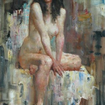 Schilderij getiteld "Nude with armchair" door Andrei Kartashov, Origineel Kunstwerk, Olie