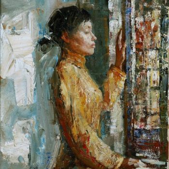Malarstwo zatytułowany „Near the window (sk…” autorstwa Андрей Карташов, Oryginalna praca, Olej