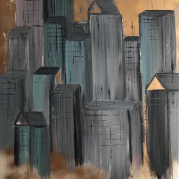 Painting titled "Big city life" by Katerina Nowakowska, Original Artwork, Oil
