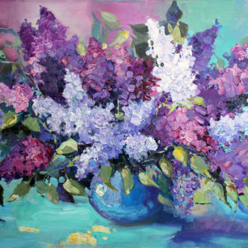 Malerei mit dem Titel "Lilac" von Anastasiia Grygorieva, Original-Kunstwerk, Öl