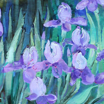 Painting titled "Iris day" by Anastasiia Grygorieva, Original Artwork, Oil