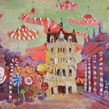 Schilderij getiteld "Karlovy Vary" door Anastasiia Grygorieva, Origineel Kunstwerk, Olie