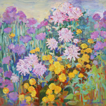 Painting titled "Flowerbed from Gogh" by Anastasiia Grygorieva, Original Artwork, Oil