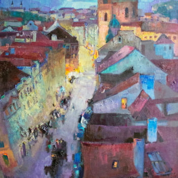 Pintura intitulada "Walks around Prague" por Anastasiia Grygorieva, Obras de arte originais, Óleo