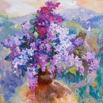 Painting titled "Lilac. Expectationg" by Anastasiia Grygorieva, Original Artwork, Oil