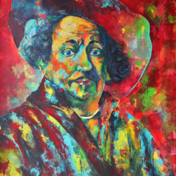 Schilderij getiteld "Rembrandt" door Kascho, Origineel Kunstwerk, Acryl