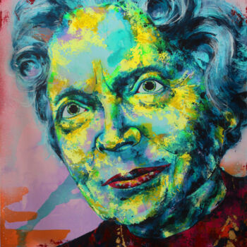 Painting titled "Nelly Sachs" by Kascho, Original Artwork, Acrylic Mounted on Wood Stretcher frame
