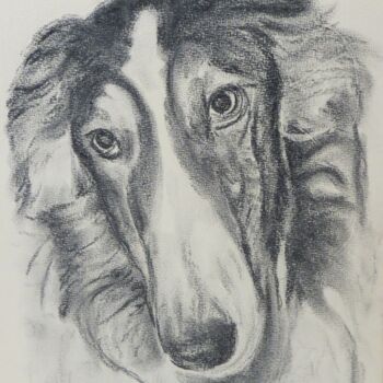 Dibujo titulada "dog3" por Kash, Obra de arte original, Carbón