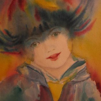 Художественная композиция под названием ""enfant au chapeau"" - Mireille Rossier, Подлинное произведение искусства
