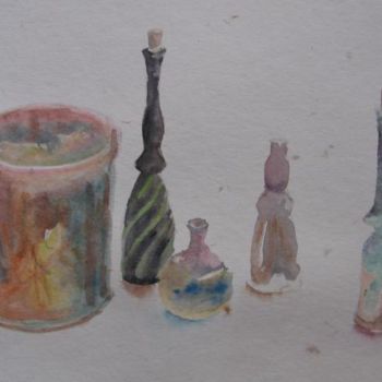 Diseño titulada ""Vase et petites fi…" por Mireille Rossier, Obra de arte original