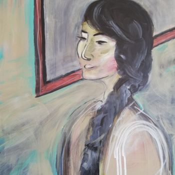 Schilderij getiteld "A woman in a museum" door Ka.M, Origineel Kunstwerk, Acryl