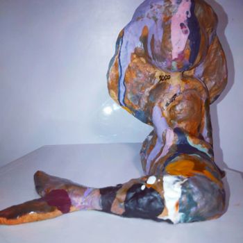 Skulptur mit dem Titel "Sirène ©" von Kasiopea, Original-Kunstwerk, Papier maché
