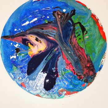 Painting titled "L'oiseau ©" by Kasiopea, Original Artwork, Acrylic