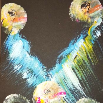 Desenho intitulada "Les perroquets ©" por Kasiopea, Obras de arte originais, Acrílico