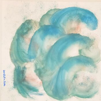 Dessin intitulée "Les vagues ©" par Kasiopea, Œuvre d'art originale, Aquarelle