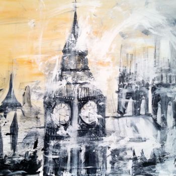 Painting titled "City of Westminster" by Kasia Pawlak, Original Artwork, Acrylic Mounted on Wood Stretcher frame