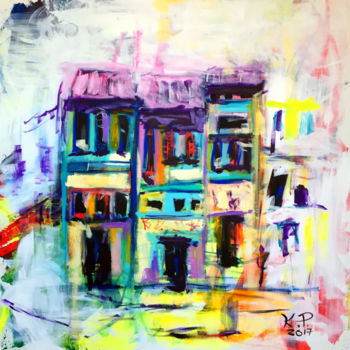 Painting titled "Neil Road" by Kasia Pawlak, Original Artwork, Acrylic Mounted on Wood Stretcher frame