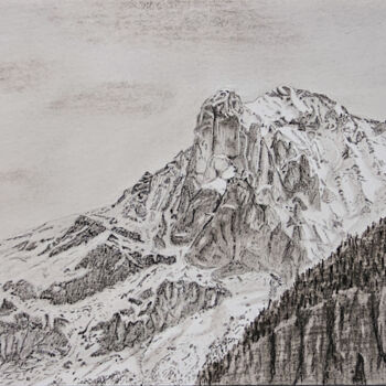 Drawing titled "Ärmighorn 1" by Kaspar Von Bergen- Mountainart, Original Artwork, Graphite