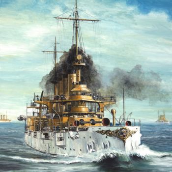 Pintura intitulada "USS Conecticut" por Łukasz Kasperczyk, Obras de arte originais, Óleo