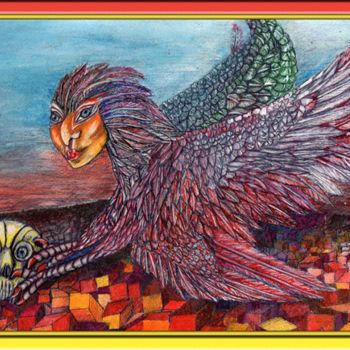 Painting titled "le phoenix" by Margarida Viegas (kassistys), Original Artwork