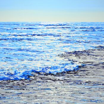 Painting titled "Ocean Blue. Glare 6." by Kasta, Original Artwork, Acrylic Mounted on Wood Stretcher frame