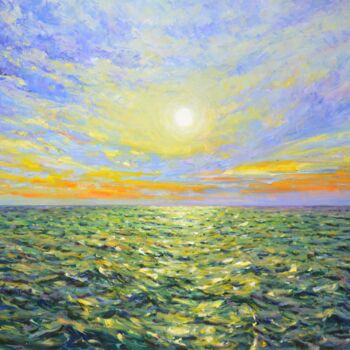 Malerei mit dem Titel "Dawn. Ocean." von Kasta, Original-Kunstwerk, Öl Auf Keilrahmen aus Holz montiert