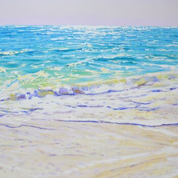 Painting titled "Ocean 2." by Kasta, Original Artwork, Acrylic Mounted on Wood Stretcher frame