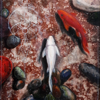 Malerei mit dem Titel "Peaceful Reflections" von Kasun Wickramasinghe, Original-Kunstwerk, Acryl Auf Keilrahmen aus Holz mon…