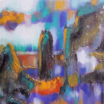 Pittura intitolato "The Haze of Purple…" da Kasun Wickramasinghe, Opera d'arte originale, Acrilico Montato su Telaio per bar…