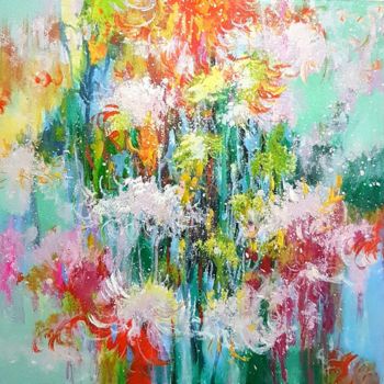 Schilderij getiteld "Dandelion Feathers" door Kasun Wickramasinghe, Origineel Kunstwerk, Acryl Gemonteerd op Frame voor hout…