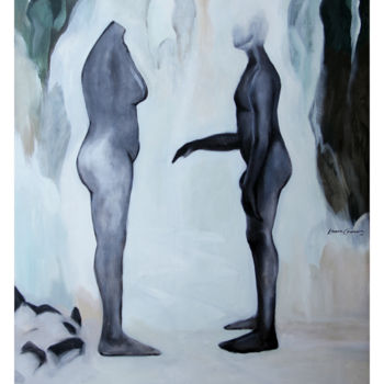 Malerei mit dem Titel "Misunderstanding" von Kasun Wickramasinghe, Original-Kunstwerk, Acryl Auf Keilrahmen aus Holz montiert