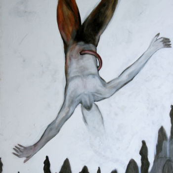 Painting titled "Free Falling" by Kasun Wickramasinghe, Original Artwork, Acrylic Mounted on Wood Stretcher frame
