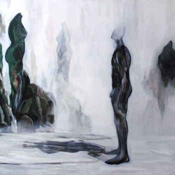 Pintura titulada "Gray Canyons" por Kasun Wickramasinghe, Obra de arte original, Acrílico Montado en Bastidor de camilla de…