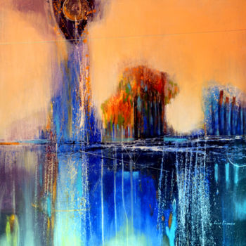 Pintura titulada "An Emissive Skyline" por Kasun Wickramasinghe, Obra de arte original, Acrílico Montado en Bastidor de cami…
