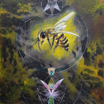 Painting titled "The Hive" by Kasun Wickramasinghe, Original Artwork, Acrylic Mounted on Wood Stretcher frame