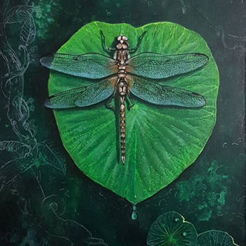 Pintura intitulada "A Dragonfly’s Tale" por Kasun Wickramasinghe, Obras de arte originais, Acrílico Montado em Armação em ma…