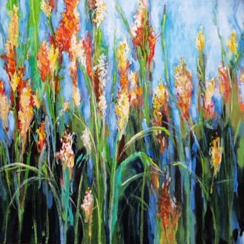 Painting titled "Blooming in the Wild" by Kasun Wickramasinghe, Original Artwork, Acrylic Mounted on Wood Stretcher frame