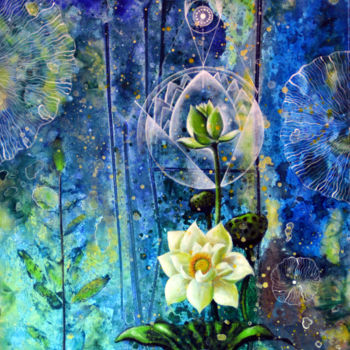 Peinture intitulée "Midnight Blossom" par Kasun Wickramasinghe, Œuvre d'art originale, Acrylique Monté sur Châssis en bois