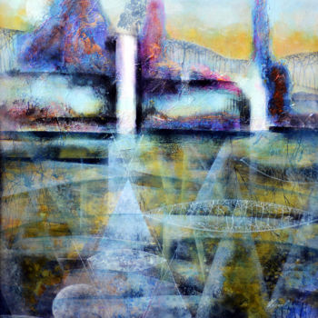 Painting titled "Ancient Structures" by Kasun Wickramasinghe, Original Artwork, Acrylic Mounted on Wood Stretcher frame