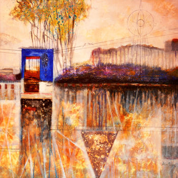 Peinture intitulée "House by the River" par Kasun Wickramasinghe, Œuvre d'art originale, Acrylique Monté sur Châssis en bois