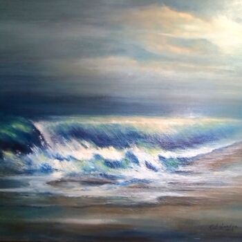 Картина под названием "Phantom Wave" - Kat Gordon, Подлинное произведение искусства, Акрил Установлен на Деревянная рама для…