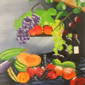 Peinture intitulée "Cascade de fruits" par Kat Prieur, Œuvre d'art originale, Acrylique