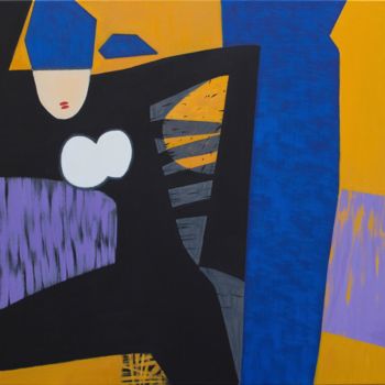 Картина под названием "The girl in black" - Катя Щепина, Подлинное произведение искусства, Акрил