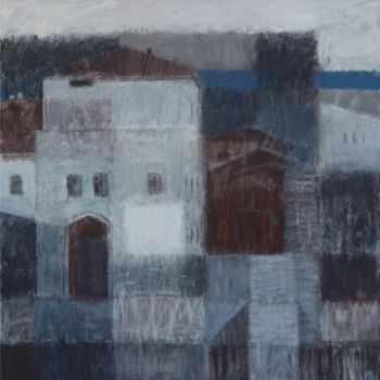 Malerei mit dem Titel "The white building" von Katia Shchepina, Original-Kunstwerk, Acryl